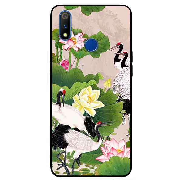 Ốp lưng in cho Realme 3 Pro Mẫu Sen Và Hạc