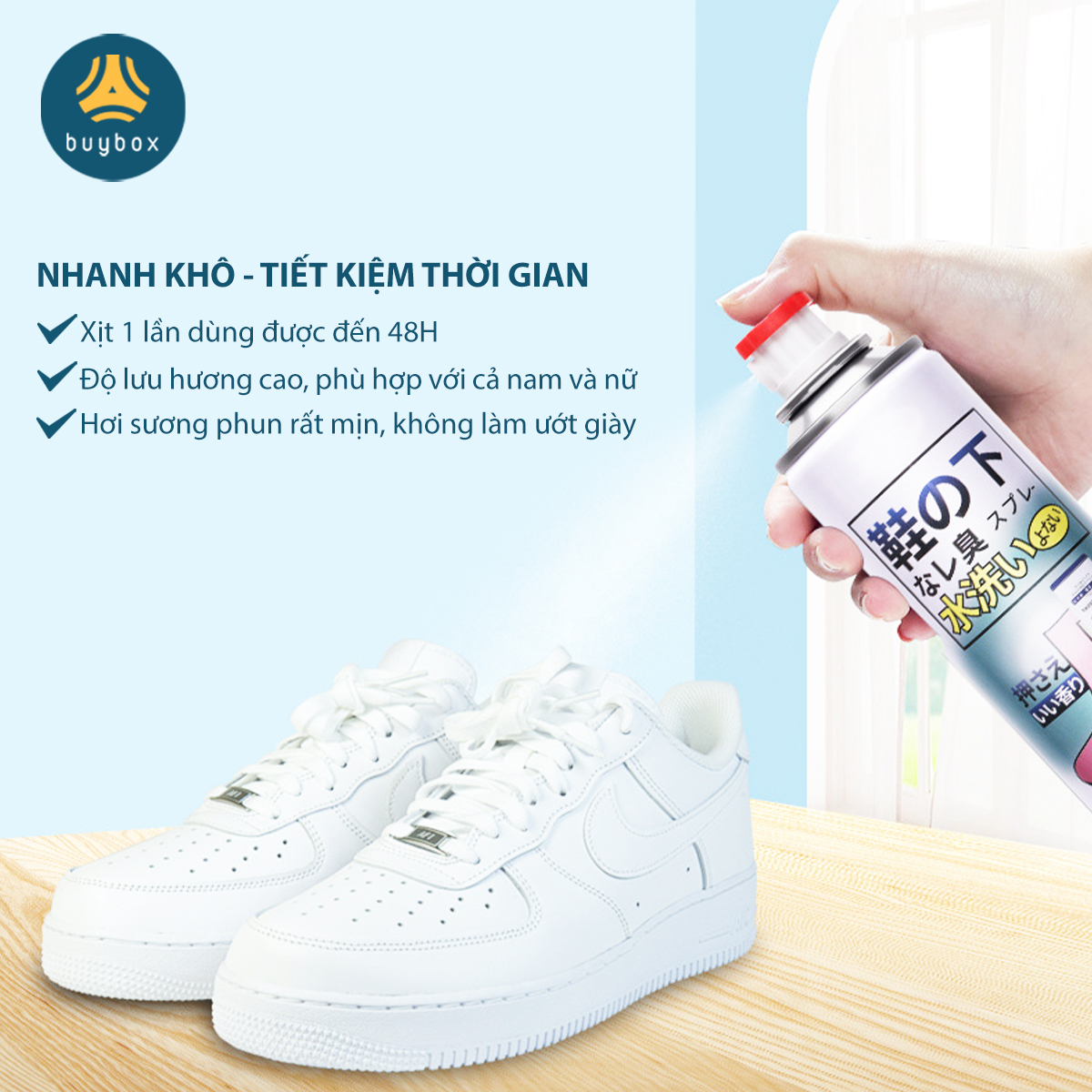 Bình xịt ngăn ngừa mồ hôi, vi khuẩn cho đôi giày của bạn, hương thơm mát - BuyBox - BBPK358