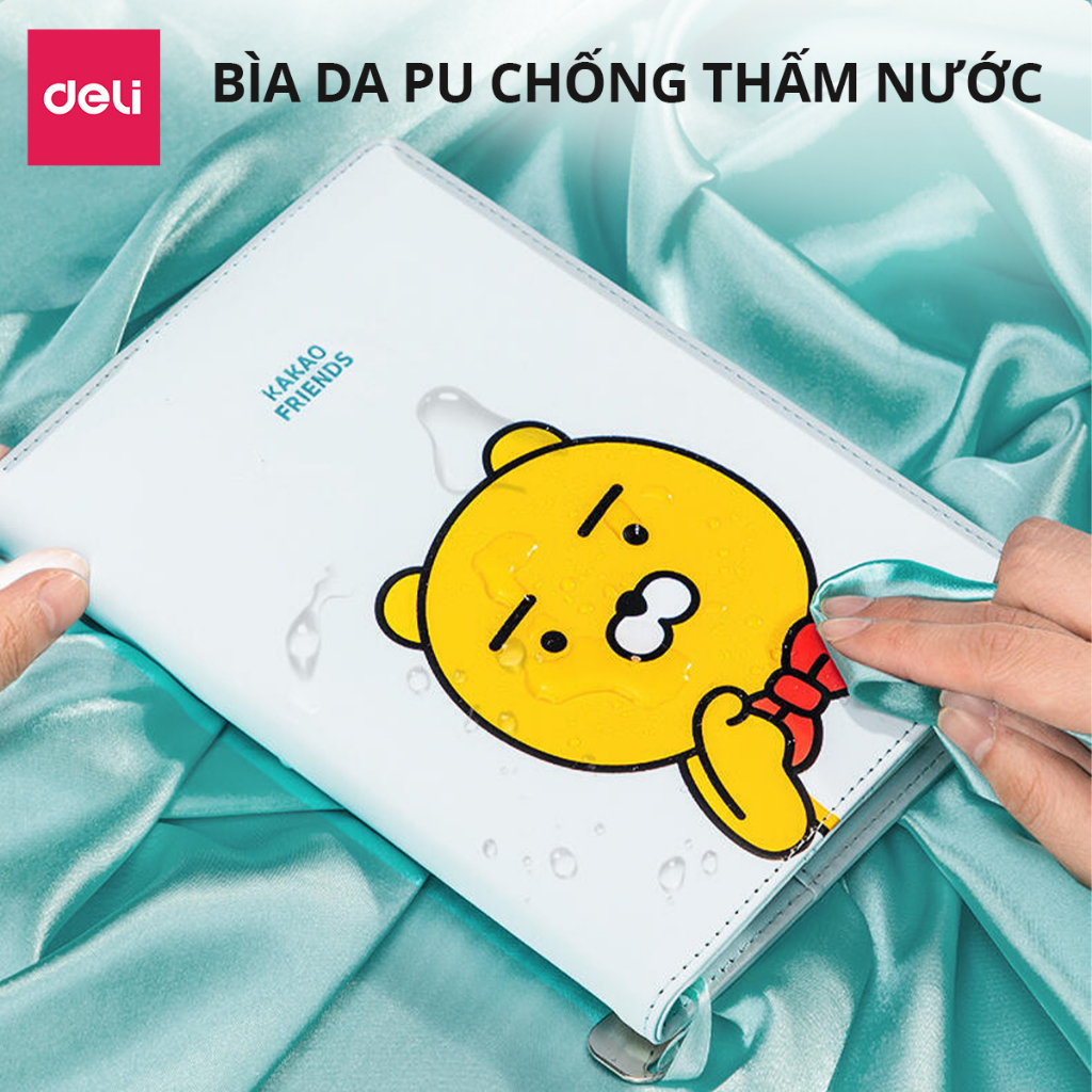 Sổ Tay Ghi Chép Bìa Da Pu Cao Cấp Deli X Kakao Friends 112 Trang -Khổ 140X193Mm-22252