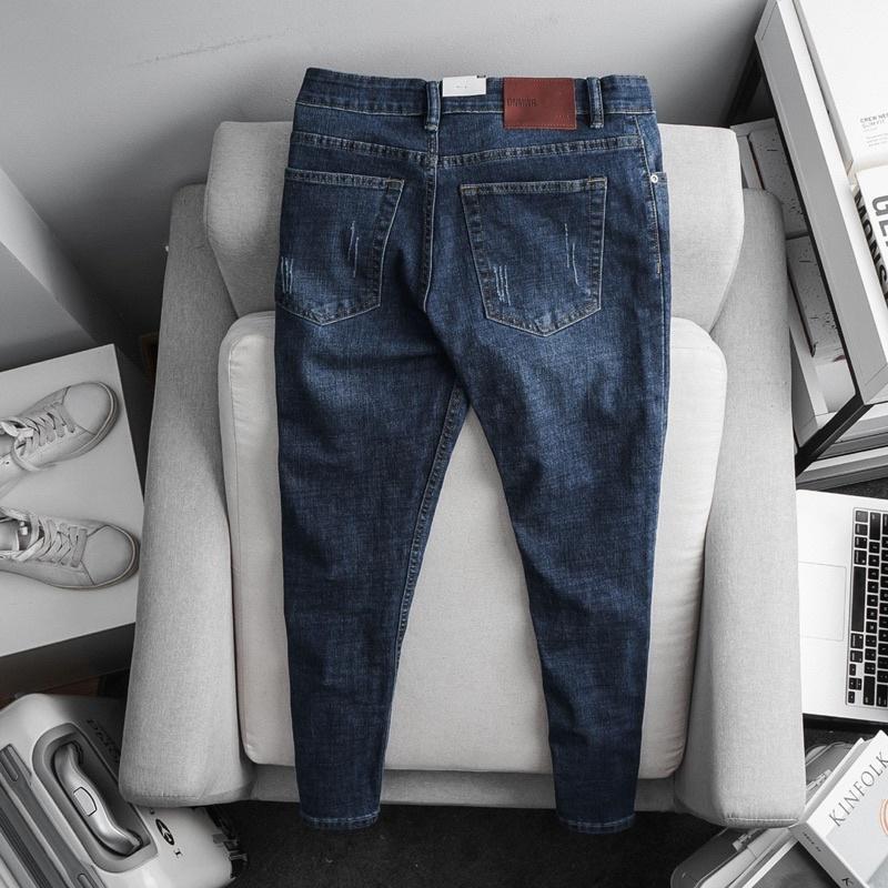 Quần Bò Nam Xanh Trơn dáng ôm slim chất jean co giãn VNXK cao cấp