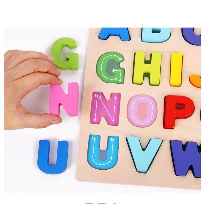 Bảng Chữ Cái In Hoa, In Thường, Chữ Số Gỗ Nổi