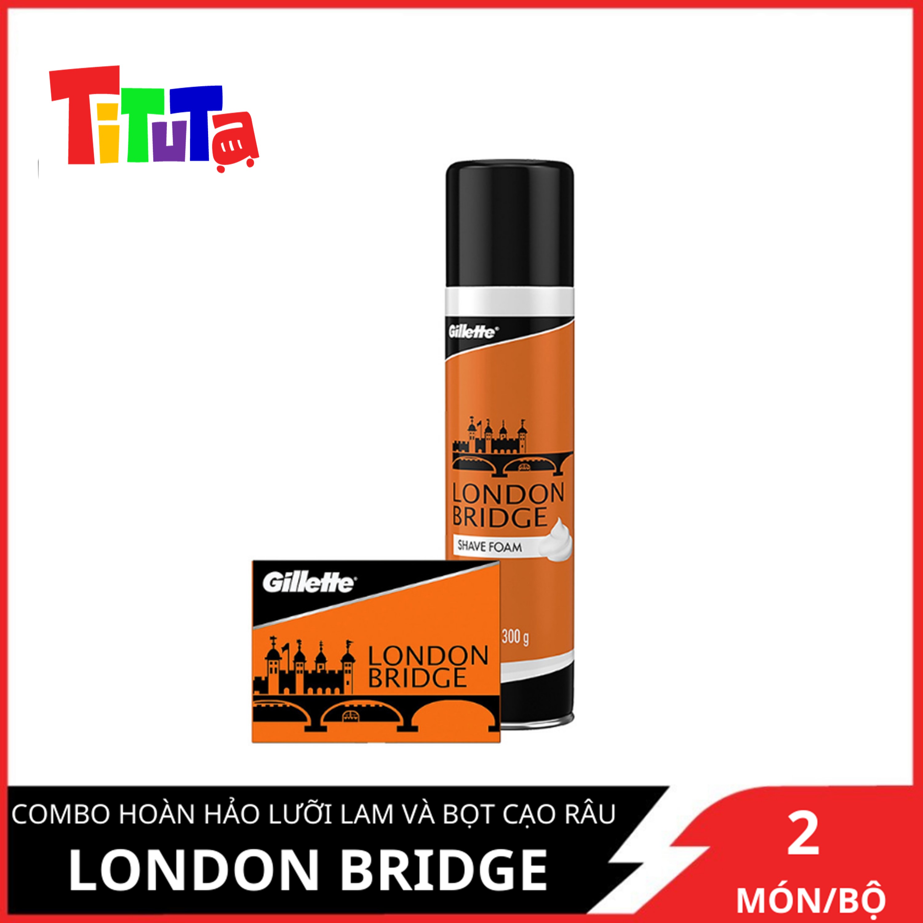 Bọt Cạo Râu GILLETTE London Bridge Chai 300g Và 2 Hộp Lưỡi Lam GILLETTE London Bridge 100 Cái