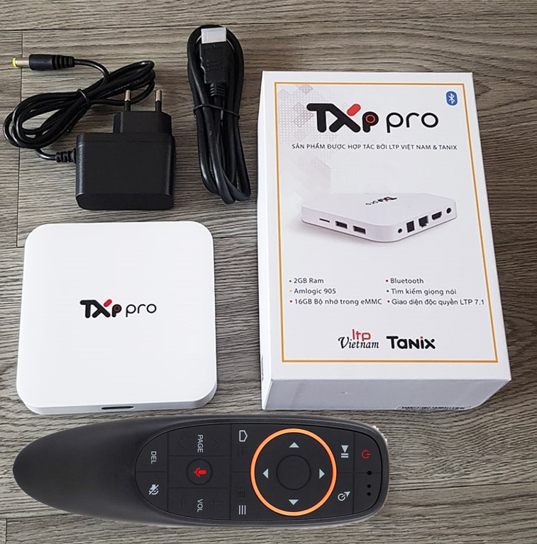 Tivi Box TXP Pro kèm ĐK giọng nói G10S tích hợp Chuột bay, xem truyền hình miễn phí HĐH Android 9 Ram 2G Rom 16G Chip Amlogic 905 - Hàng Chính Hãng