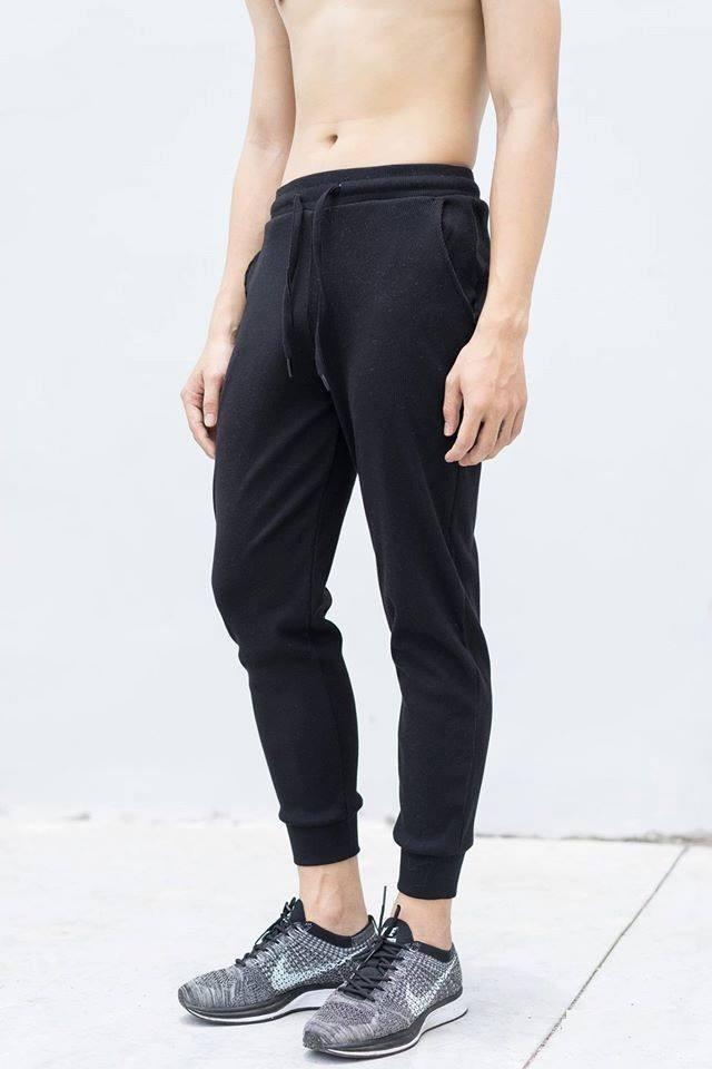 Quần jogger nam trơn bo gấu thun nỉ