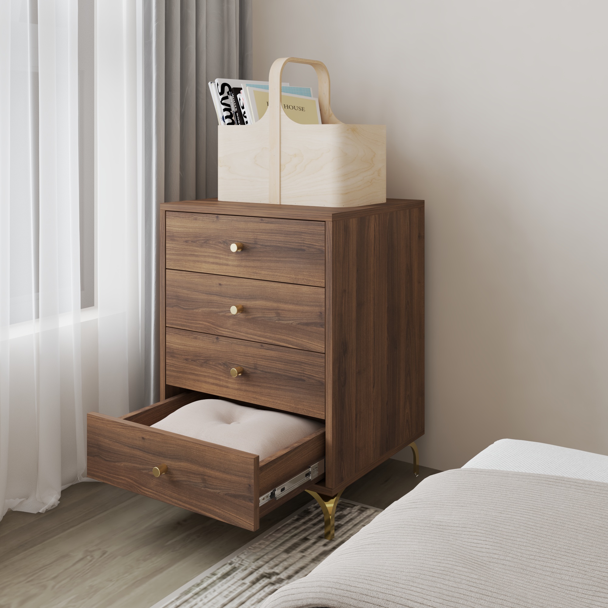 HAPPY FURNITURE , Tủ lưu trữ 4 ngăn kéo - HAPPI, THK_269 , 50cm x 45cm x 72cm DxRxC