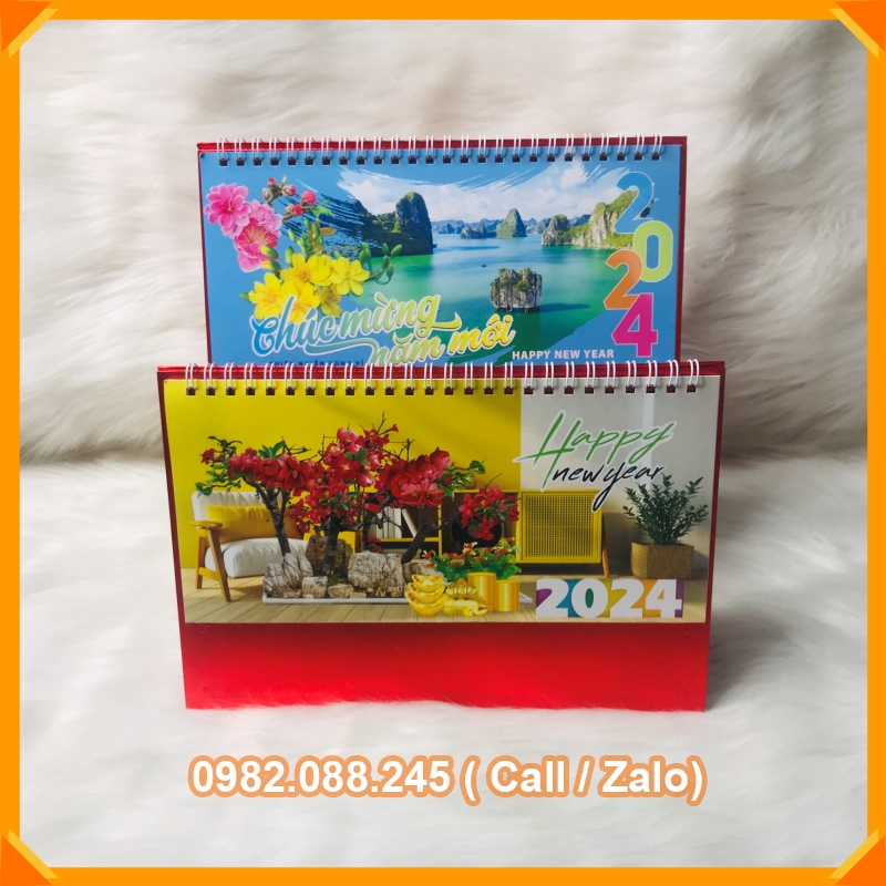Lịch Để Bàn Chữ A 2024 KHỔ 24X16cm - Mẫu Ngẫu Nhiên