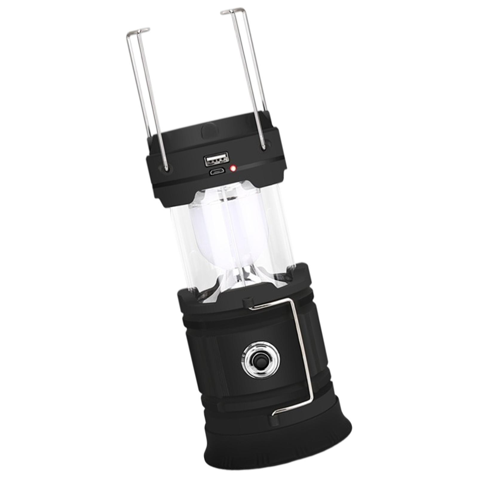 Vintage Solar Outdoor Camping Lantern Tent Light Patio Hanging Light Lamp Black