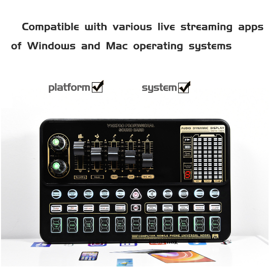 Bộ điều chỉnh âm thanh chuyên nghiệp hỗ trợ LiveStream Streamer Karaoke AUDIO Soundcard Pro (bộ như ảnh)