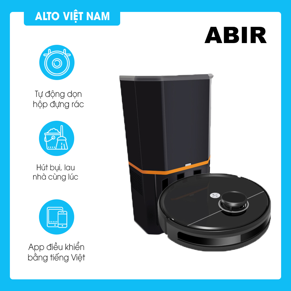 Robot hút bụi lau nhà ABIR R30 Tự dọn hộp rác Lau hút đồng thời Hàng Chính Hãng