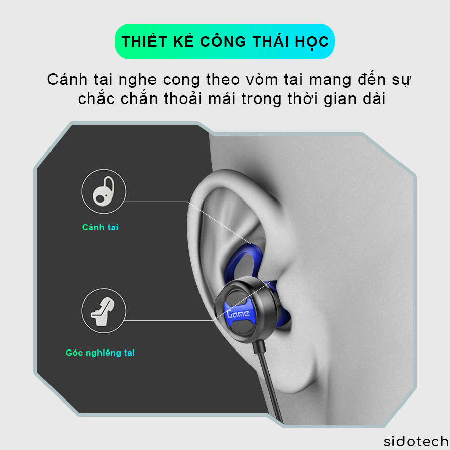 Tai nghe chơi game SIDOTECH G18 Gaming cho điện thoại có mic chơi Pubg FF Liên Quân Tốc Chiến thiết kế nhét tai In Ear tương thích Mobile Máy tính PC - Hàng Chính Hãng