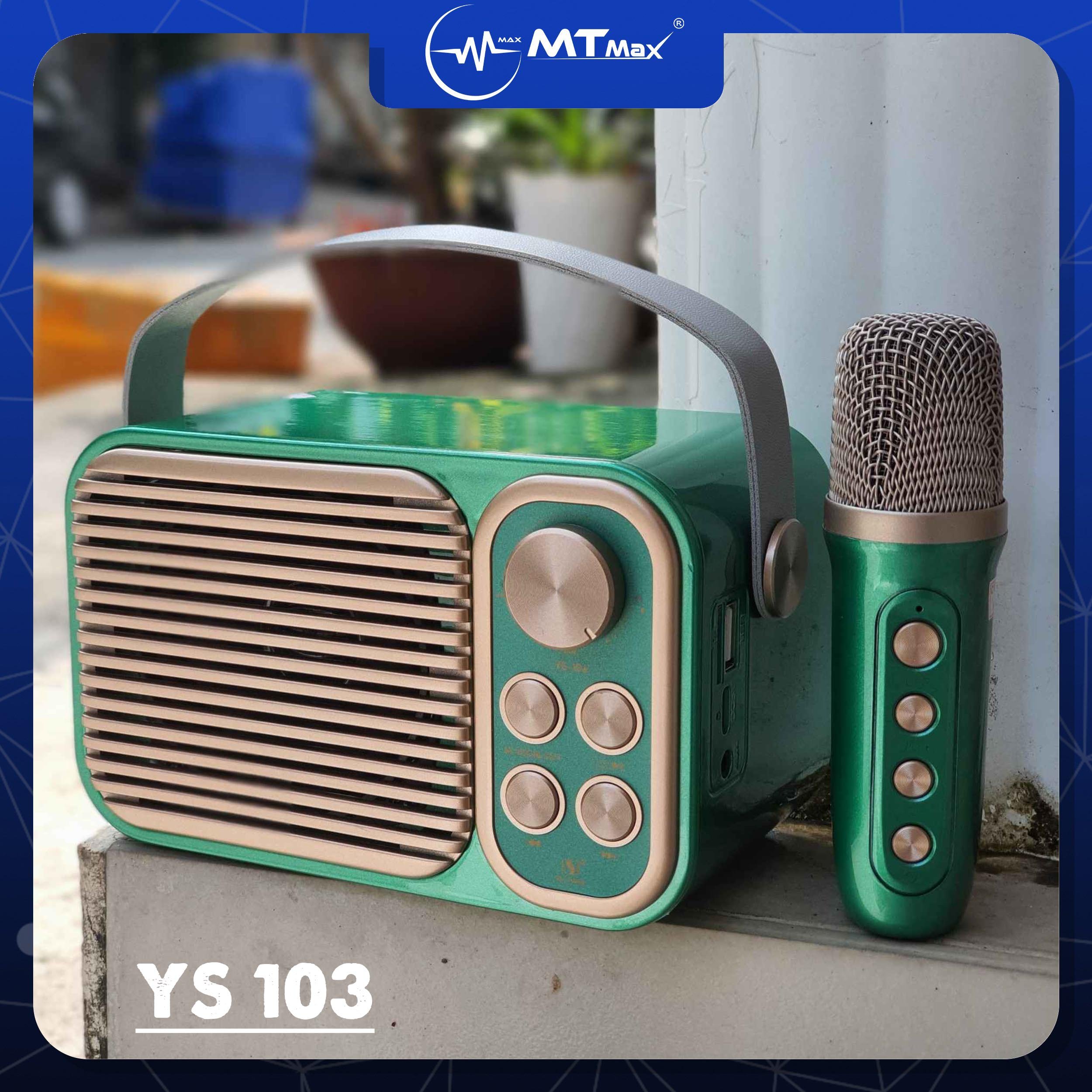 Loa bluetooth karaoke mini YS 103 Kèm 1 Mic thiết kế nhỏ gọn xinh xắn âm thanh hay trầm ấm pin trâu tiện lợi đủ kết nối