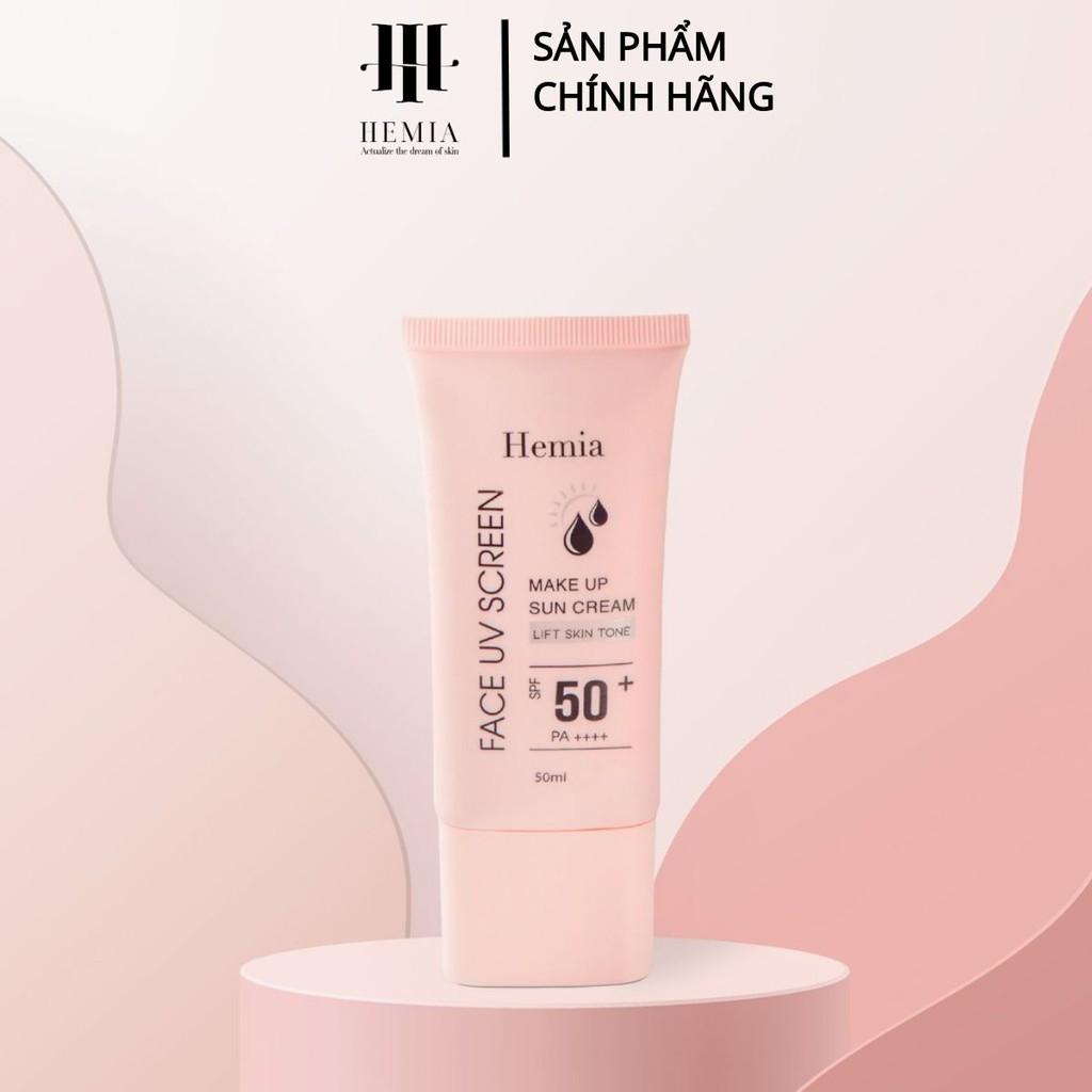 Combo 2 kem chống nắng Hemia nhập khẩu Hàn Quốc chính hãng dưỡng trắng nâng tone SPF50+ thấm mướt nhanh, mịn màng