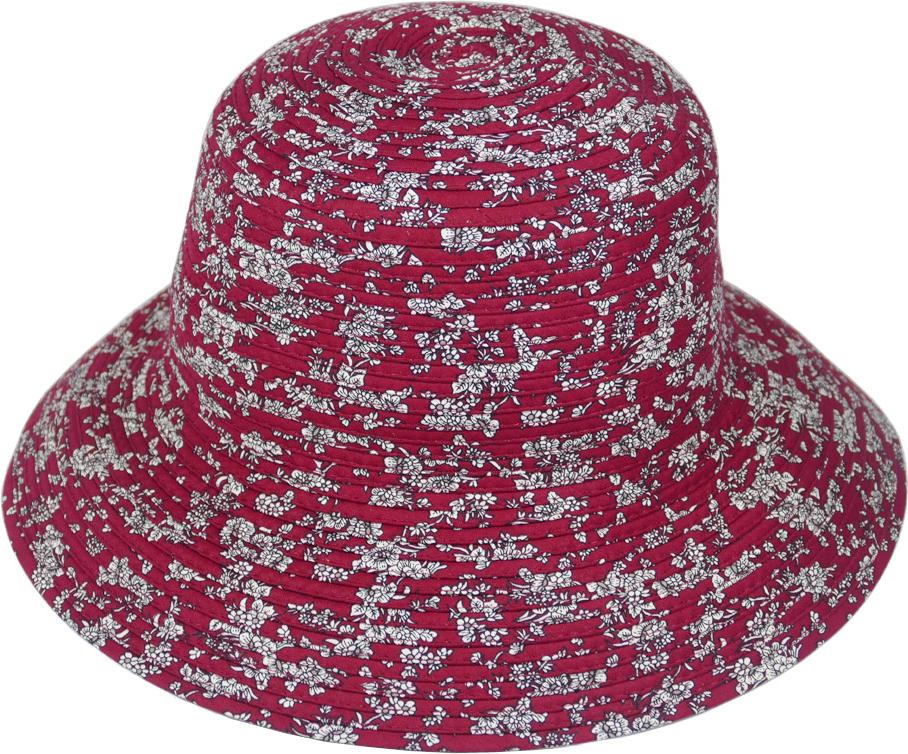 Nón vành nhỏ đi biển dành cho nữ vành rộng 7cm gắn nơ độc đáo, chống nắng tốt, họa tiết vải hợp thời trang - Đỏ đô