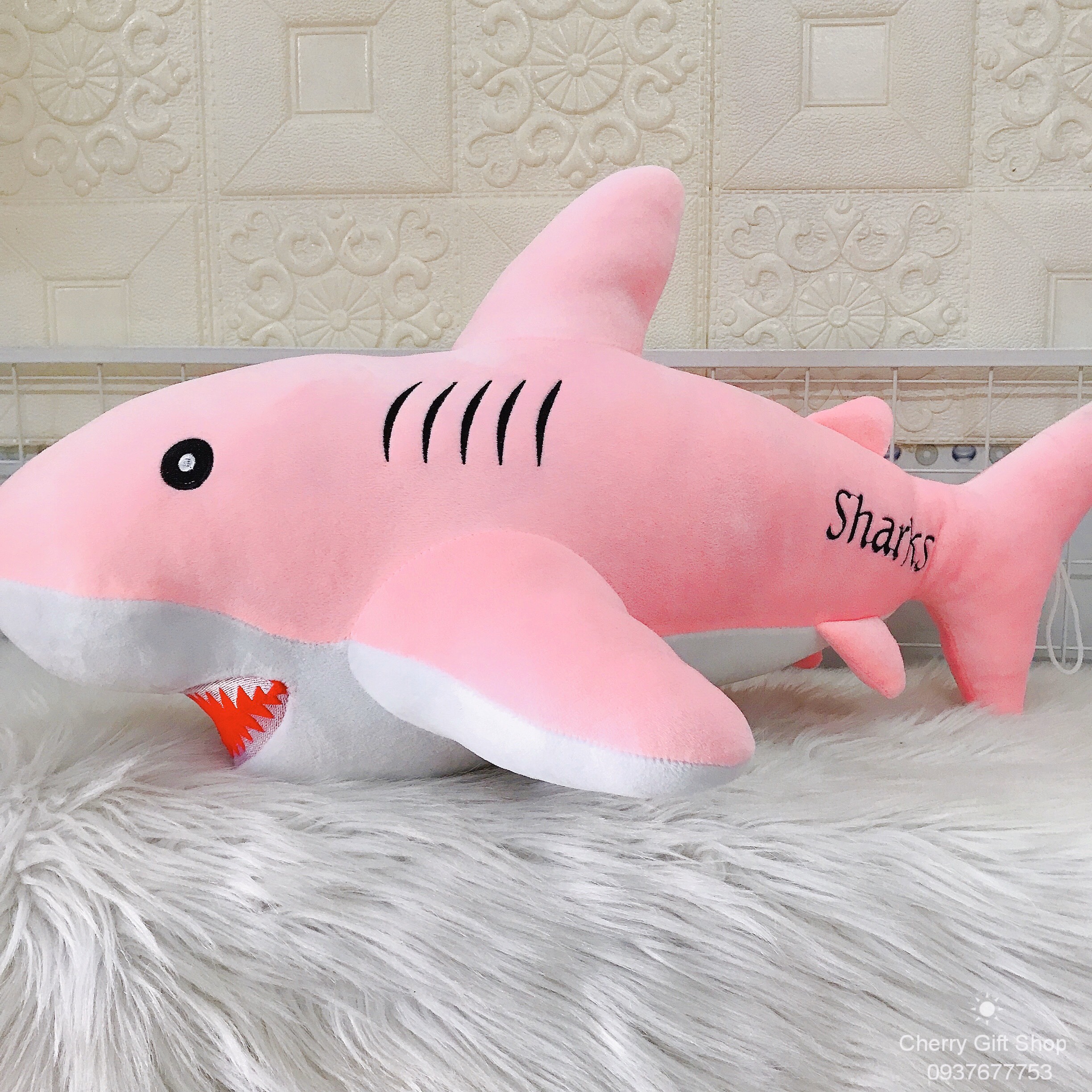 Gấu Bông Cá Mập Baby Shark Size 60cm Vải Thun Nhung 4 Chiều Cực Xịn - Ảnh Thật Shop Chụp