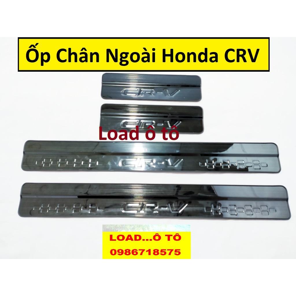 Ốp Bậc Cửa, Nẹp Bước Chân Xe Honda CRV 2023-2018 Trong, Ngoài Vân Titan Xước Cao Cấp