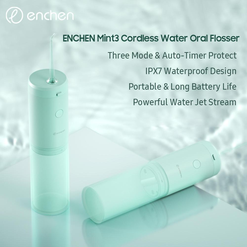 ENCHEN Oral Irrigator Dental Flosser Teeth Cleaner with 3 Modes/3 Jet Tips Waterproof