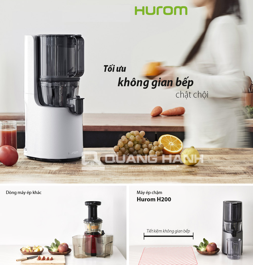 Máy Ép Chậm Hurom H200, Máy Ép Trái Cây Nguyên Quả, Kiệt Nước, Máy Làm Kem Tại Nhà, Nội Địa Hàn