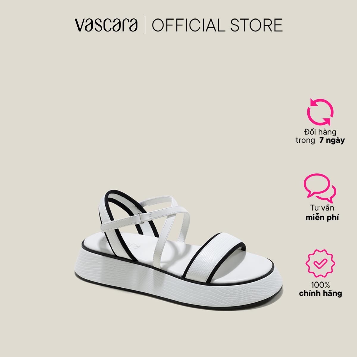 Vascara Giày Sandal Đế Chunky Phối Vân Da Kỳ Đà - SDK 0339