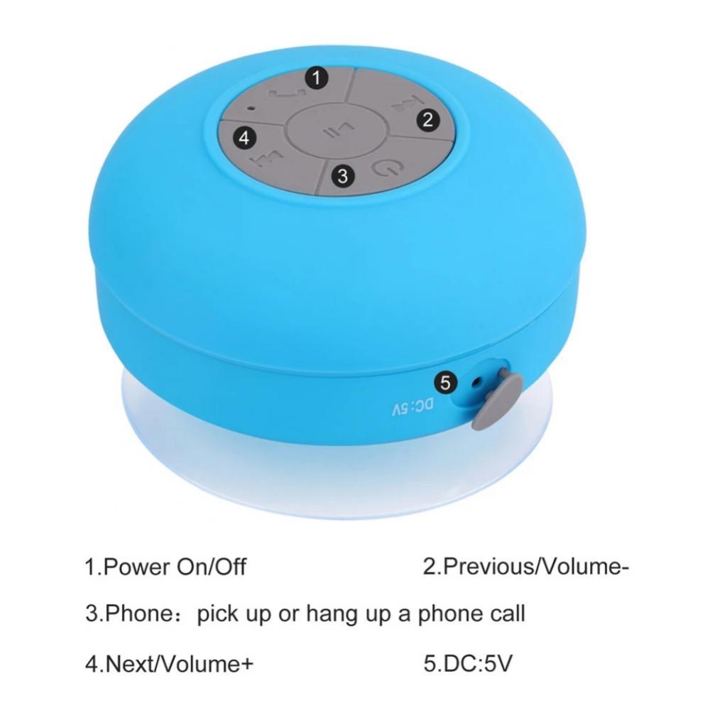 Loa nhỏ Chống nước Gọi điện thoại rảnh tay Loa Bluetooth Cốc hút Loa sạc USB di động Phòng tắm Màu sắc: 01