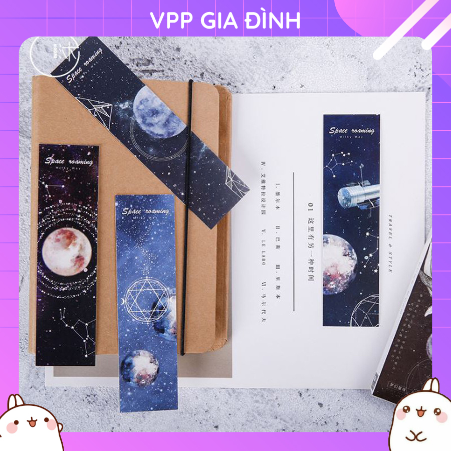 Hộp 30 Đánh Dấu Trang Sách Bookmark Du Hành Không Gian Space Roaming