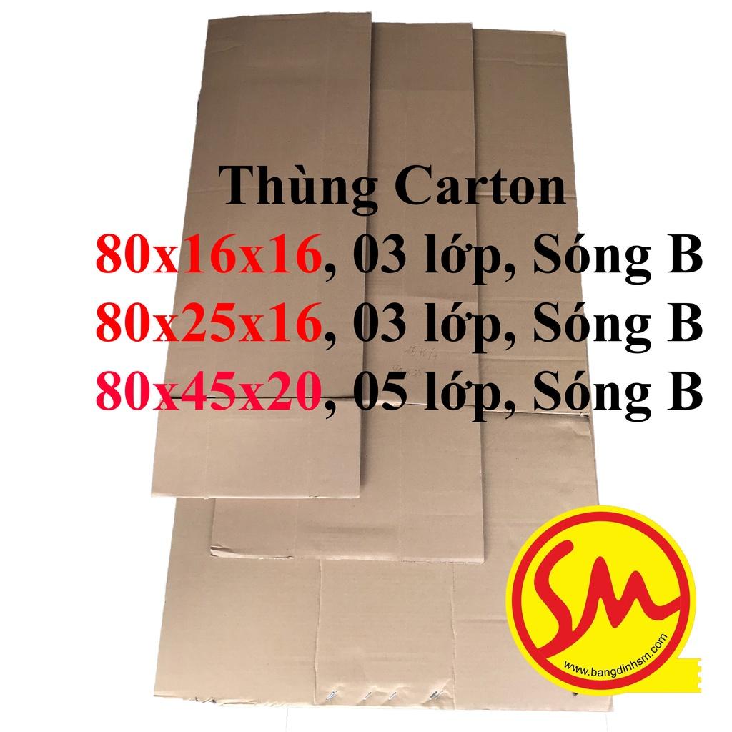 THÙNG CARTON, HỘP CARTON dài 80 CM 03 size 3 lớp. 05 lớp sóng B chuyên dùng ĐÓNG GÓI CÁC SẢN PHẨM, VẬN CHUYỂN DỄ DÀNG