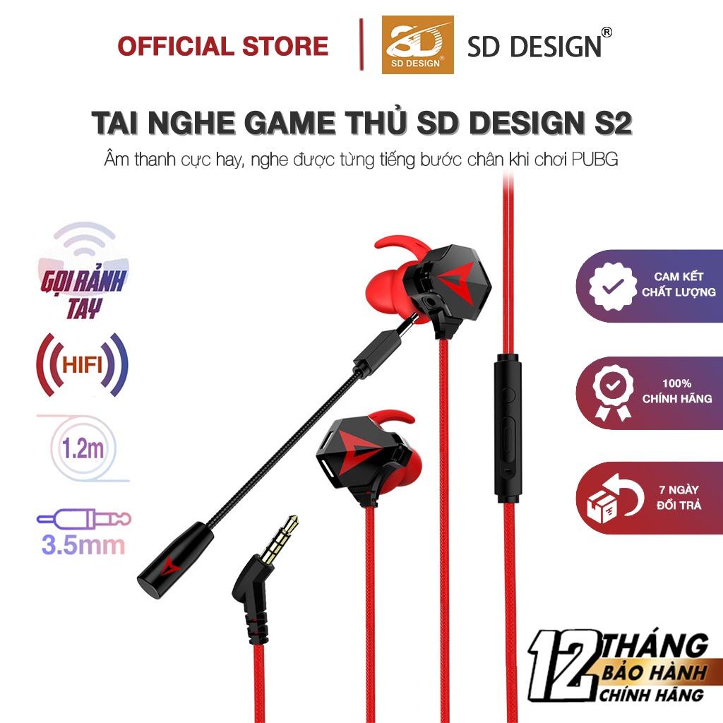 Tai nghe Gaming S2 SD DESIGN chuyên dùng cho game thủ PC PUBG/ROS/FreeFire có mic rời, chân Jack cắm 3.5mm