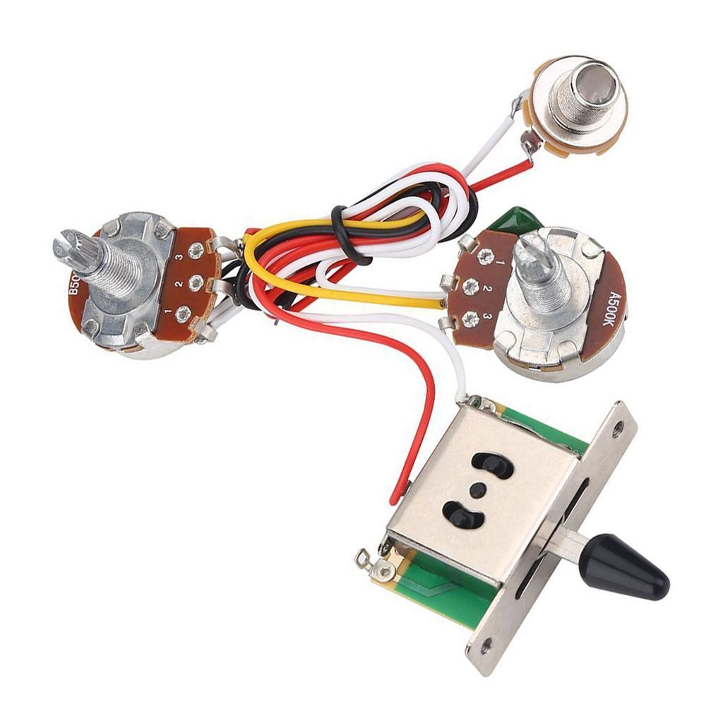 Guitar Pre-wired Harness 3 Way Toggle Switch 1V1T 500K for Electric Guitar