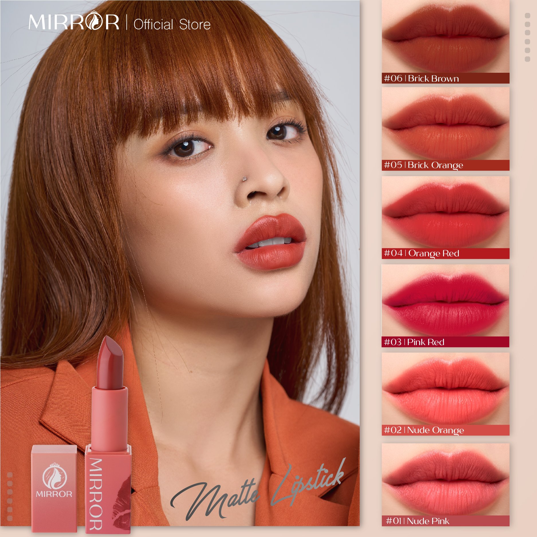 Son môi lì dạng thỏi MIRROR Matte Lipstick 4g