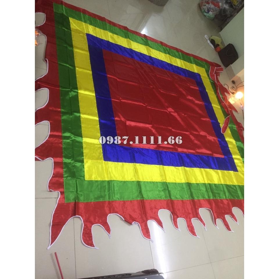 Cờ Ngũ Sắc - Cờ Thần kích thước 3x3m Chất Liệu Vải Phi Bóng Dày Dặn Đường may sắc chắc chắn