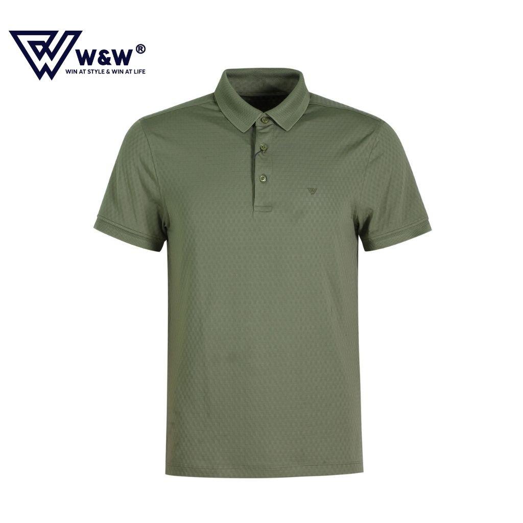 Áo Thun Polo Nam W&amp;W Dáng Regular Fit- Cổ Đức Bẻ Phối Ba Khuy Màu Trơn, Chất Liệu Thoáng Mát, Bền Màu WPO73