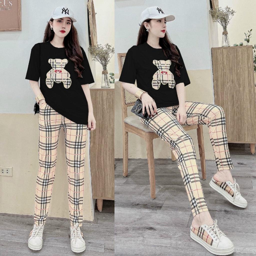 SET BỘ THỜI TRANG FOM RỘNG PHỐI HỌA TIẾT BBR GẤU THÊU