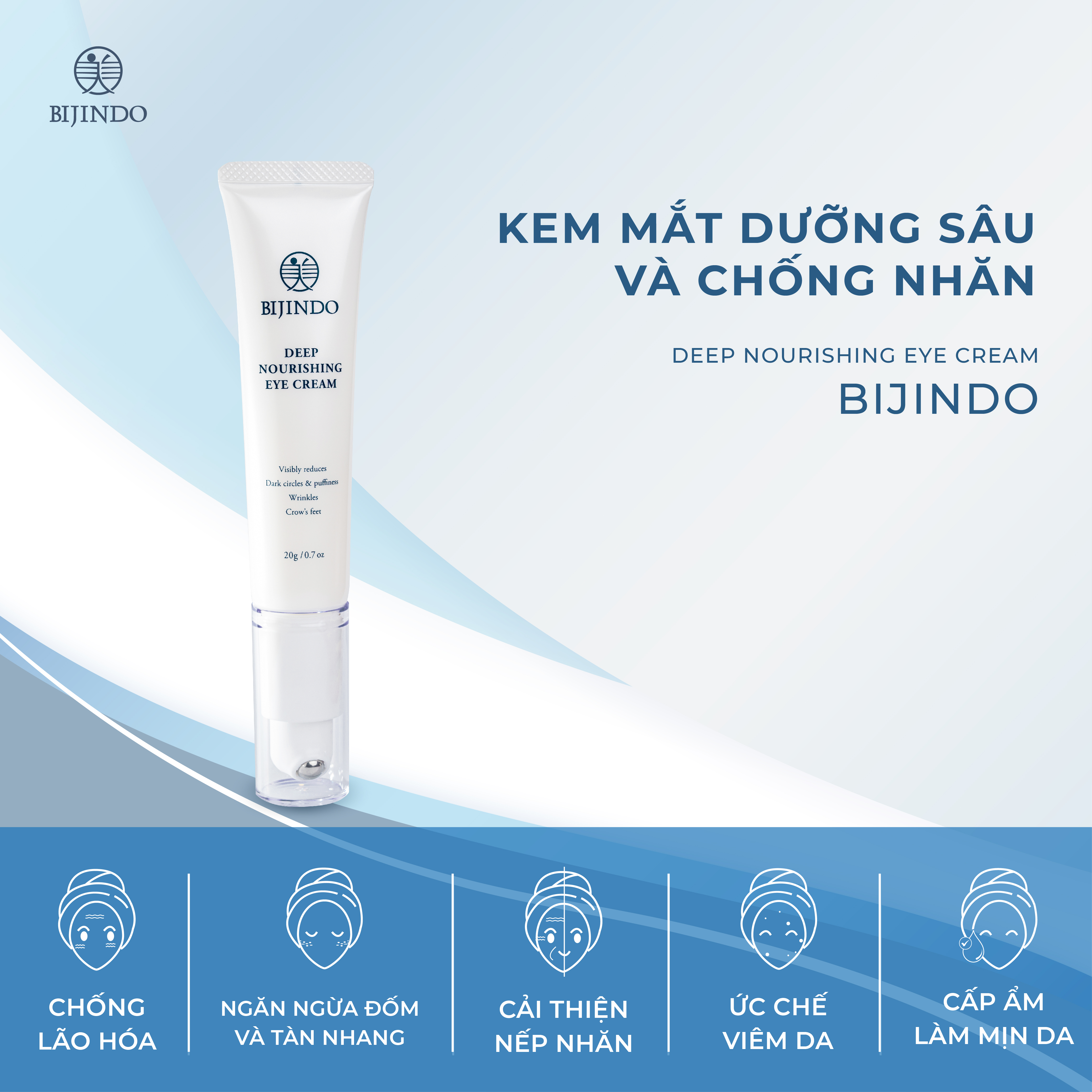 Kem Mắt Dưỡng Sâu Và Chống Nhăn  BIJINDO DEEP NOURISHING EYE CREAM 20g