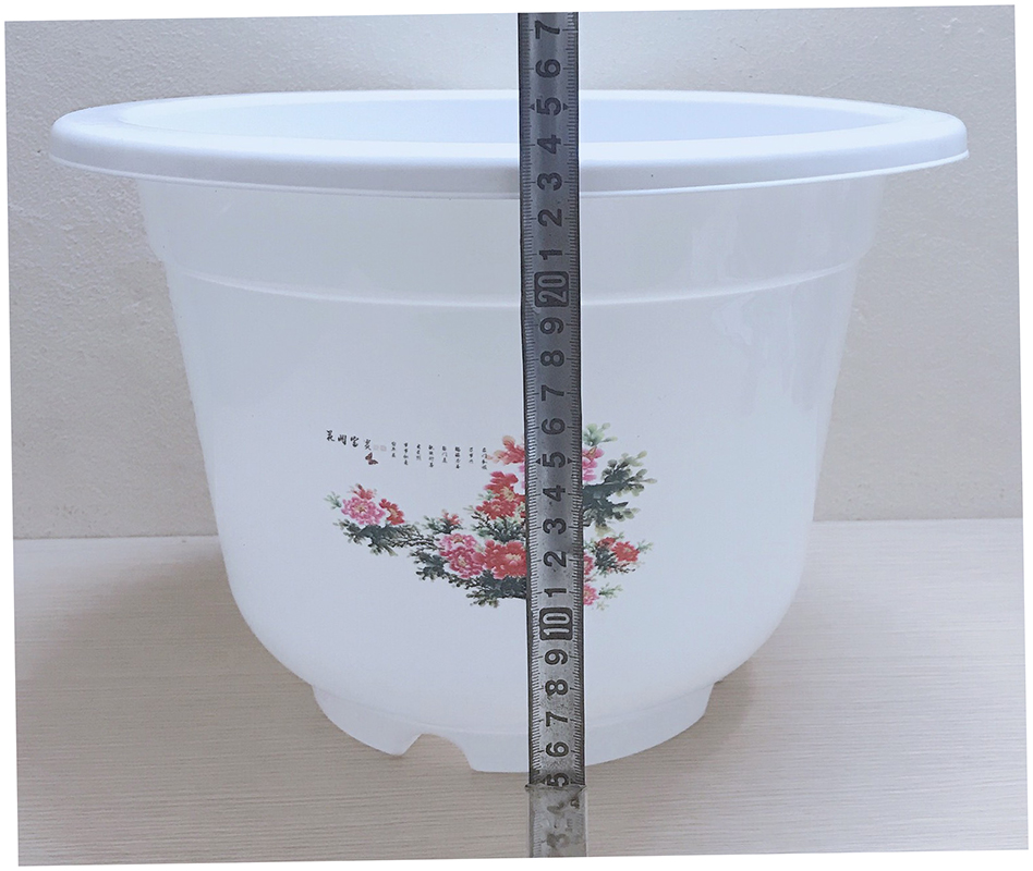 10 Chậu Nhựa BỐN MÙA AB380x280 Hình Tròn Màu Trắng Trồng Hoa, Cây Cảnh Kích Thước: 34x24 Cm