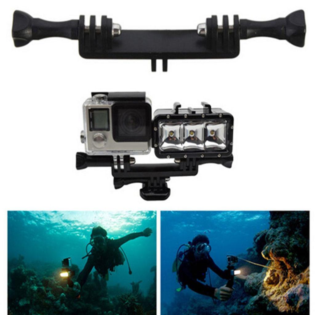 2 Way Double Monopod Mount Adapter For GoPro Hero 4 3+ 3 Xiaomi Yi 2 Camera