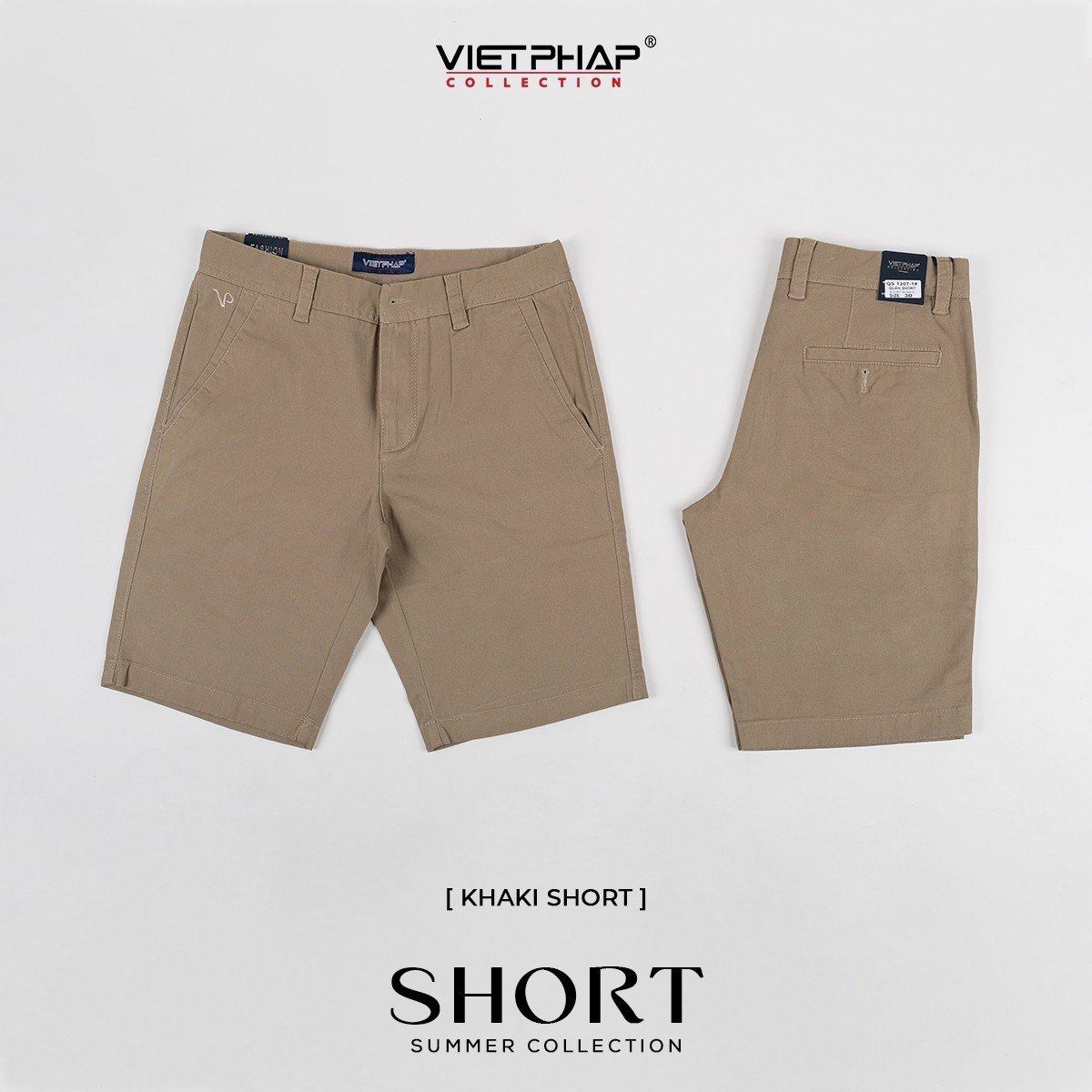 Quần Short Kaki Nam VIỆT PHÁP Form Basic Chất liệu Cotton mềm mịn hút mồ hôi tốt 1207