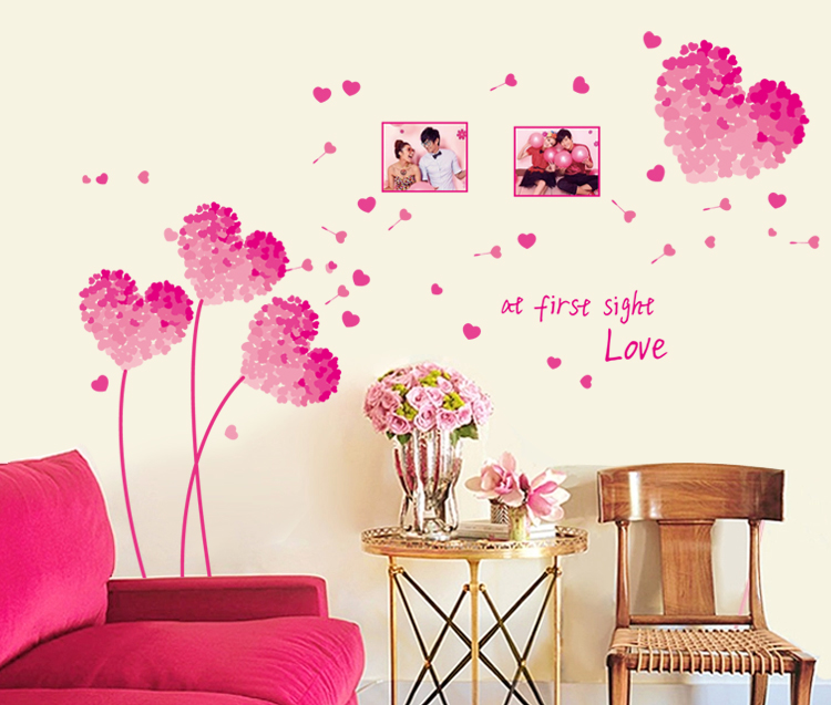 Decal Dán Tường Pink Heart AY9273