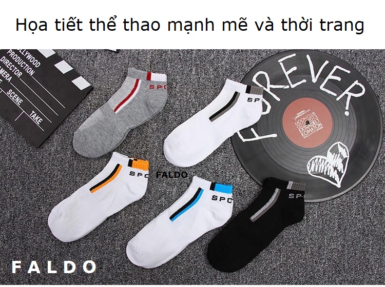 Combo 5 Đôi Tất Vớ Phong Cách Thể Thao, Thoáng Khí, Siêu Mềm Mịn, Chống Hôi Chân, Thương Hiệu FALDO