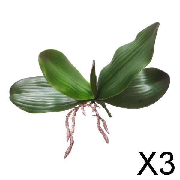 3x Artificial Orchid Leaves Green Fake Plants Leaf Table Top Wedding Decor C