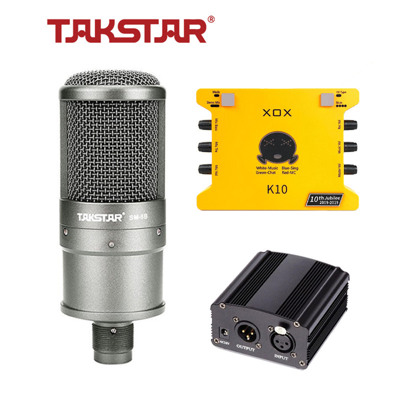 Combo mic thu âm Takstar SM-8B, Soundcard K10 - HÀNG CHÍNH HÃNG