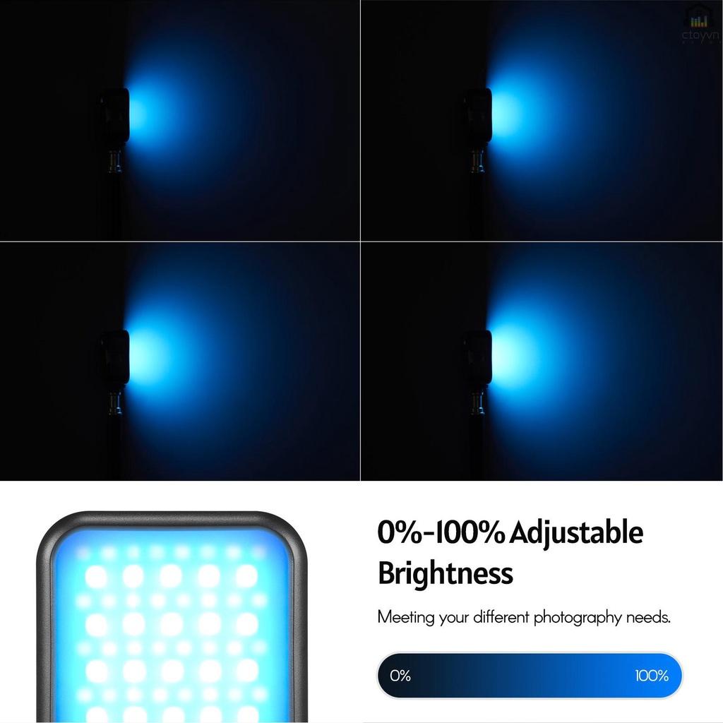 Đèn LED 6R RGB mini 3200K-6500K 13 bóng có thể sạc lại điều chỉnh độ sáng tiện dụng
