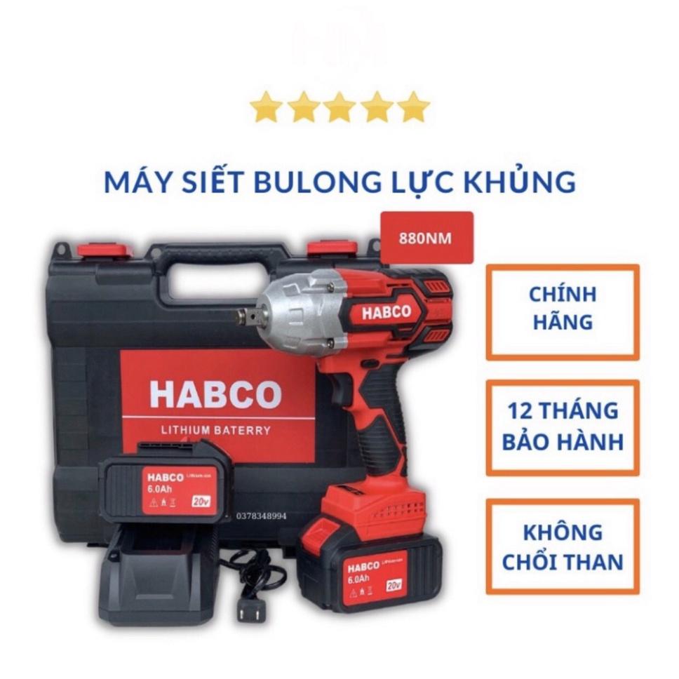 Máy Siết Bulong HABCO Lực siết khủng 880NM, dung lượng pin khủng 15cell ,máy khoan pin 3 chức năng khoan bắn vít siết ốc