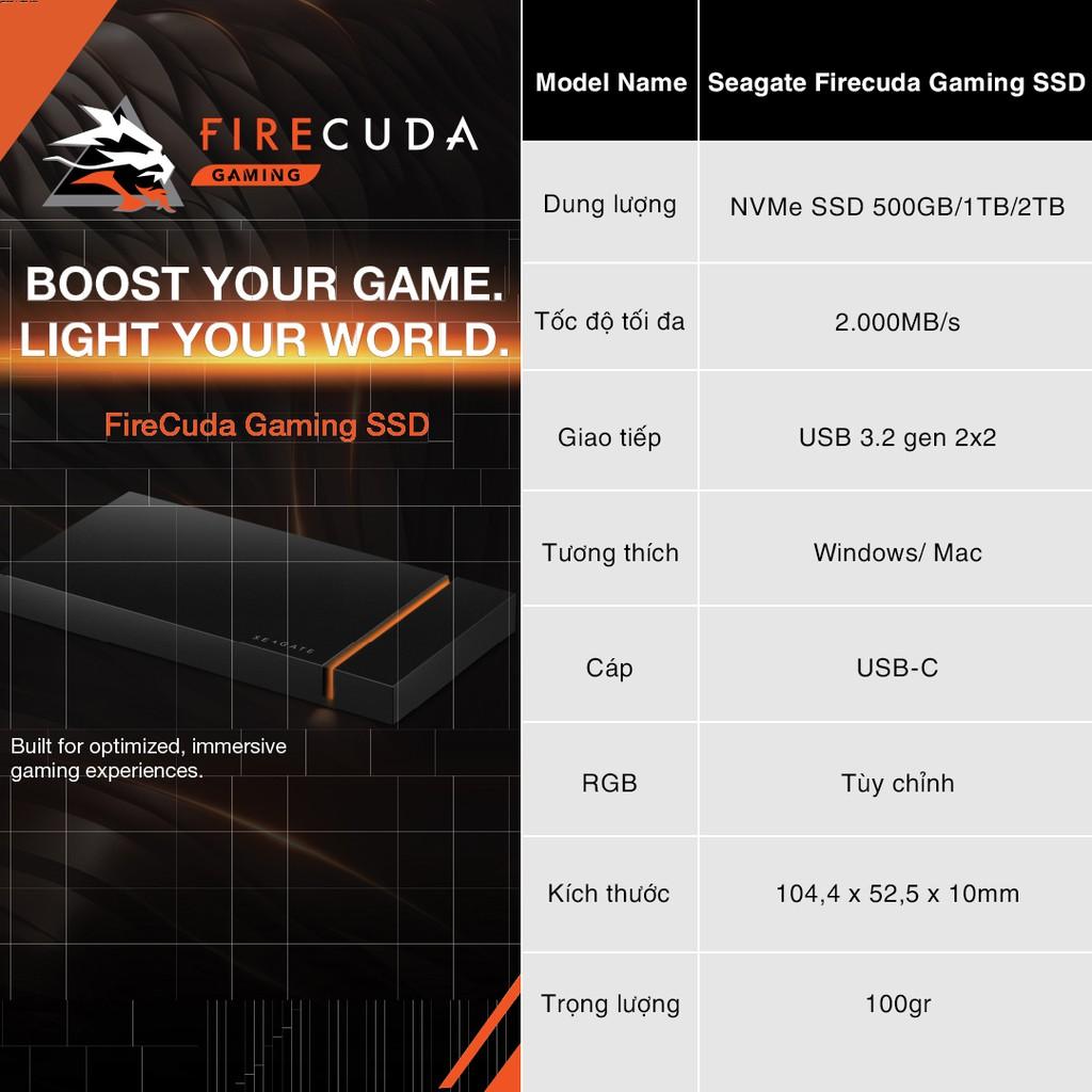 Ổ cứng di động SSD Seagate Firecuda Gaming USB-C Hàng chính hãng