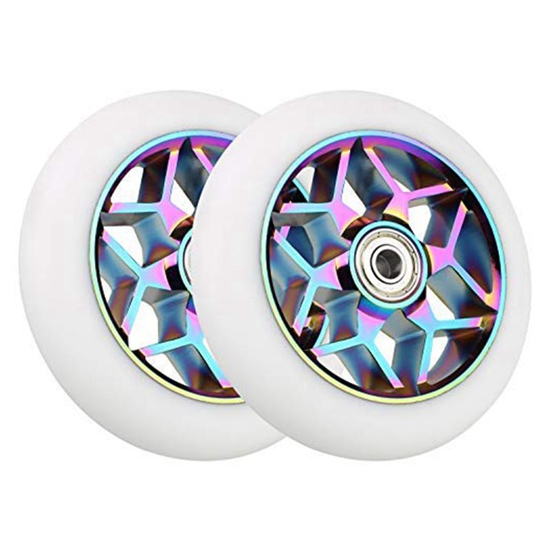 2 PCS phụ kiện xe tay ga 110mm bánh xe xe hơi đầy màu sắc PU bánh xe có bánh xe có vòng bi có vòng bi với vòng bi Color: Black