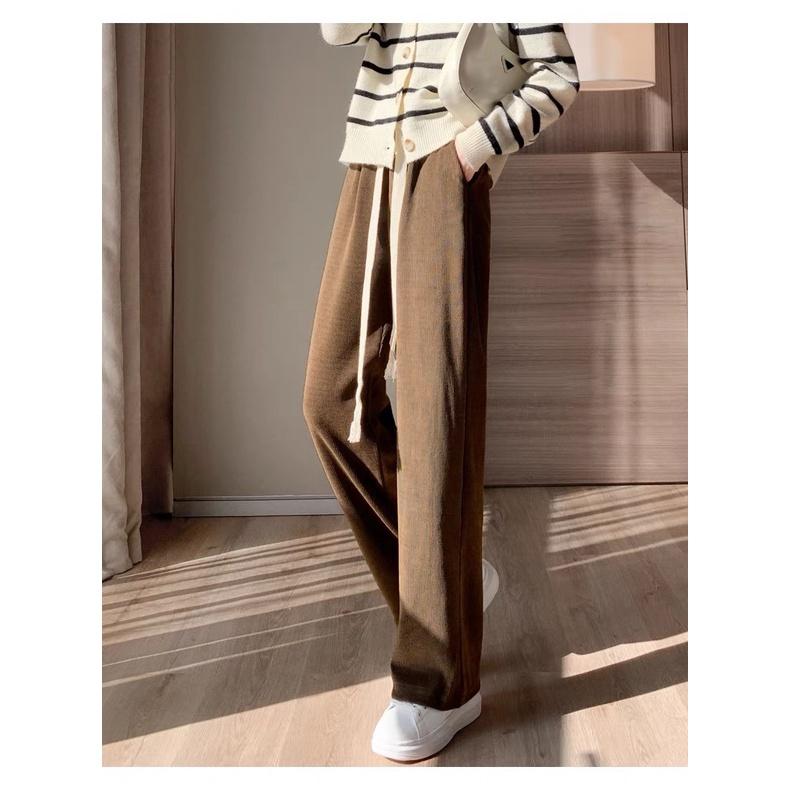 Quần Culottes Nữ Ống Rộng Dây Rút To Cạp Chun Vải Nhung 3 Màu Siêu Xinh