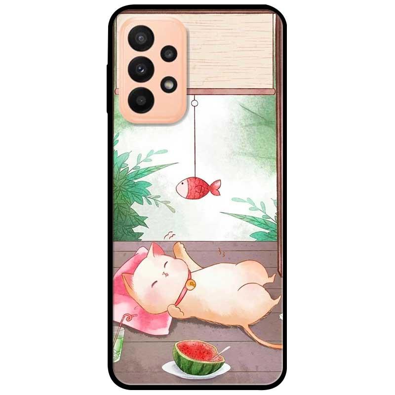 Ốp lưng dành cho Samsung A13 4G mẫu Mèo Nằm Chờ Cá