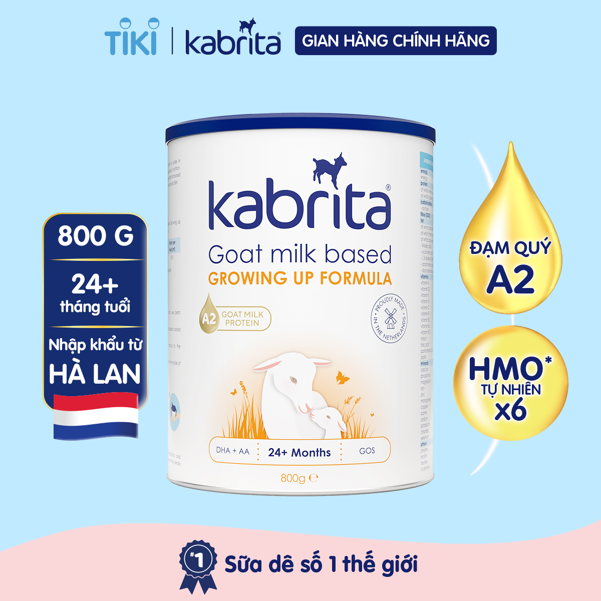 Sữa dê Kabrita số 3 cho trẻ trên 24 tháng - Lon 800g