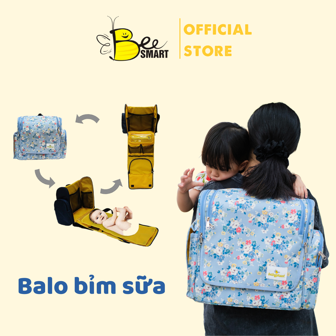 Balo Bỉm Sữa Nhiều Ngăn BEESMART Chống Thấm Cao Cấp Sản Phẩm Chính Hãng