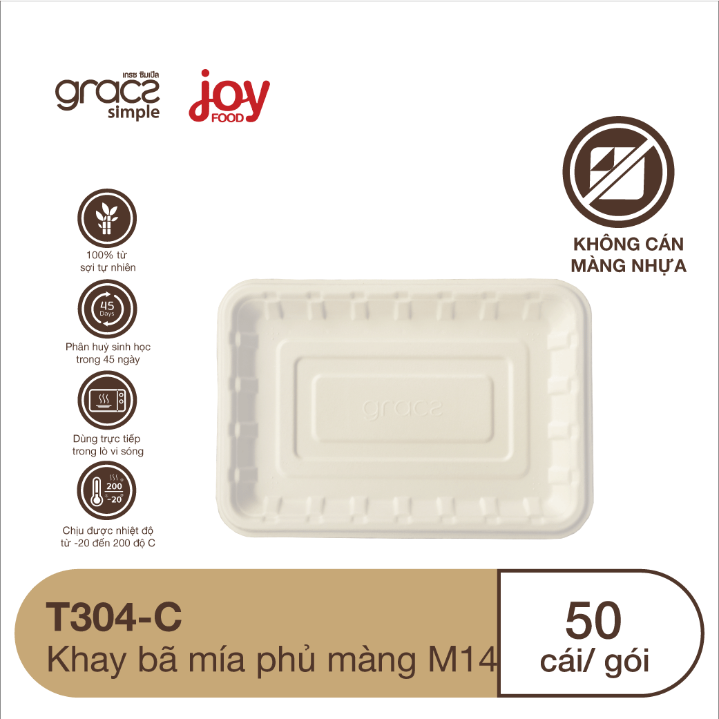 50 khay bã mía chữ nhật, phủ màng