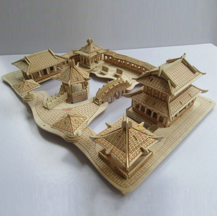 Đồ chơi lắp ráp gỗ 3D Mô hình Nhà Tô Châu - Tặng kèm đèn LED USB trang trí