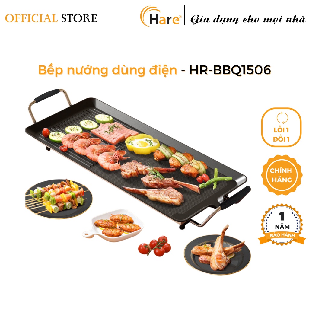 Bếp nướng dùng điện BBQ1506 chống dính - thương hiệu Hare - bảo hành 12 tháng